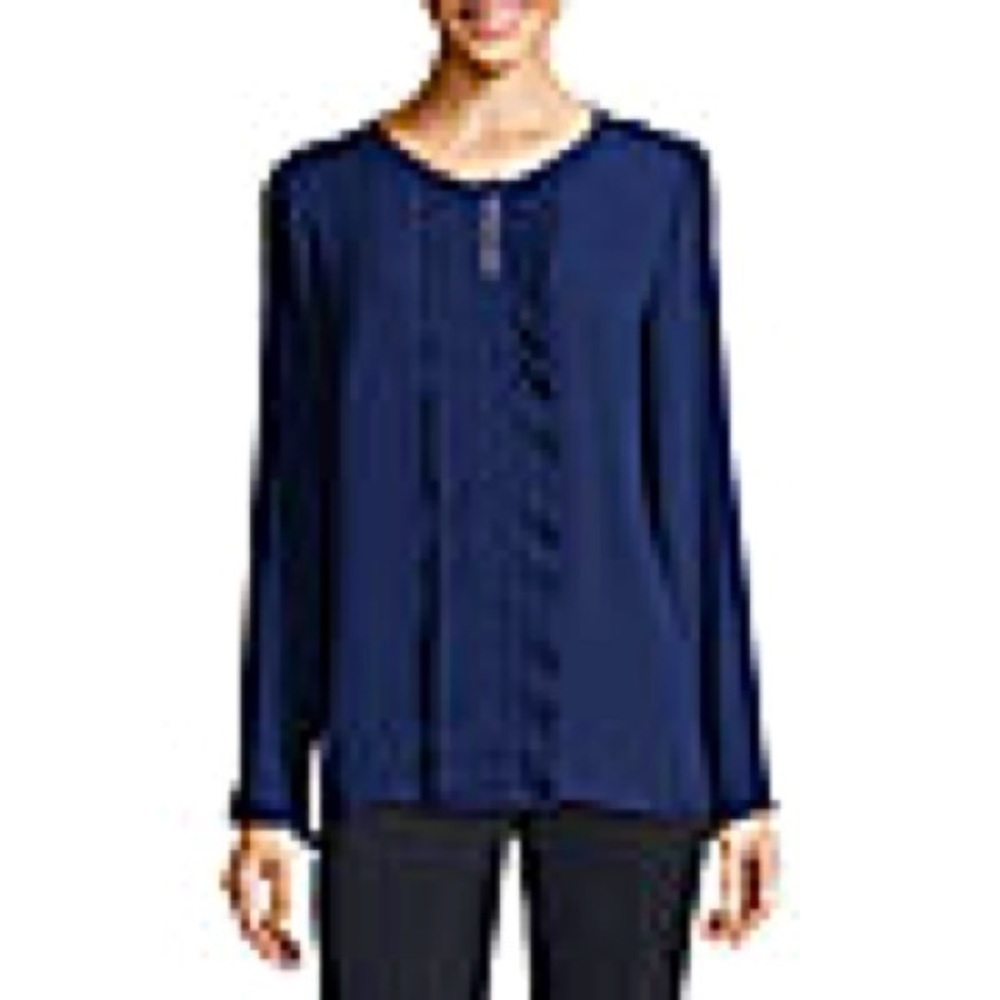Liz Claiborne Long Sleeve Pleated Woven Blouse